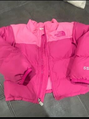 The North Face Girls Hot Pink Two-Tone Puffer Jacket